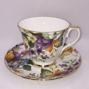 Duchess Fine Bone China Tea Cup & Saucer Floral Gold Trim Made in England